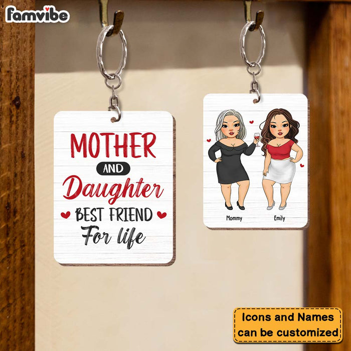 Personalized Mom And Daughter Friends For Life Wood Keychain 24578 1
