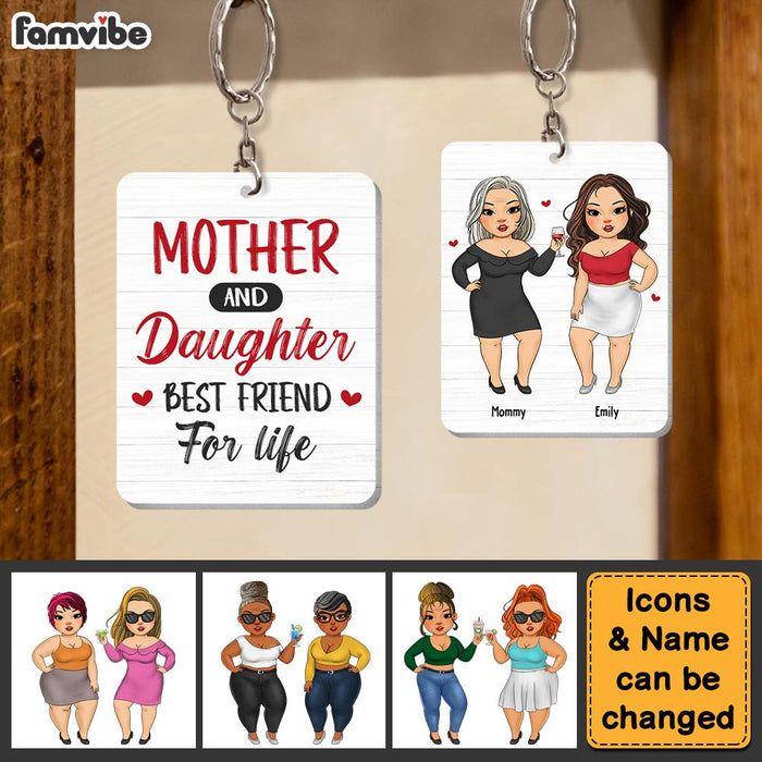 Personalized Mom And Daughter Friends For Life Wood Keychain 24578 1