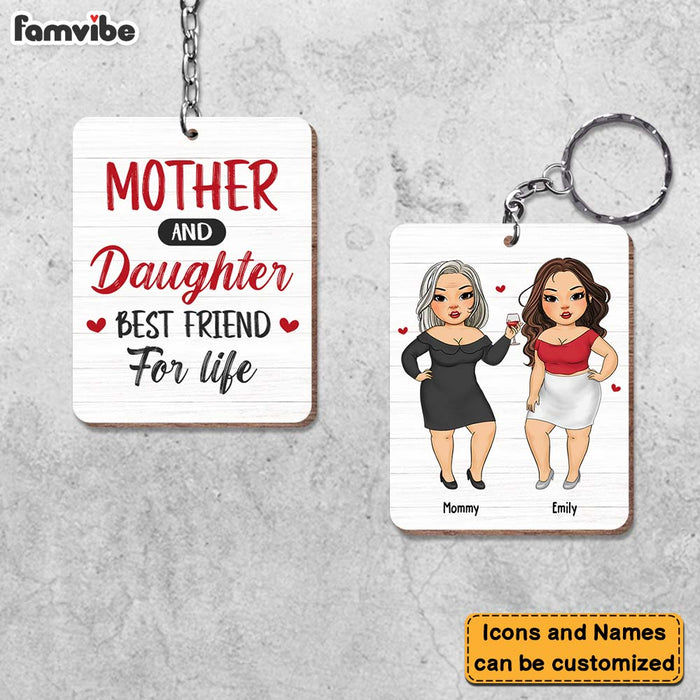 Personalized Mom And Daughter Friends For Life Wood Keychain 24578 1