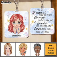 Personalized Gift For Daughter Granddaughter You Are Braver Wood Keychain 24590 thumb 1