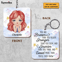 Personalized Gift For Daughter Granddaughter You Are Braver Wood Keychain 24590 thumb 1