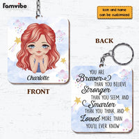 Personalized Gift For Daughter Granddaughter You Are Braver Wood Keychain 24590 thumb 1