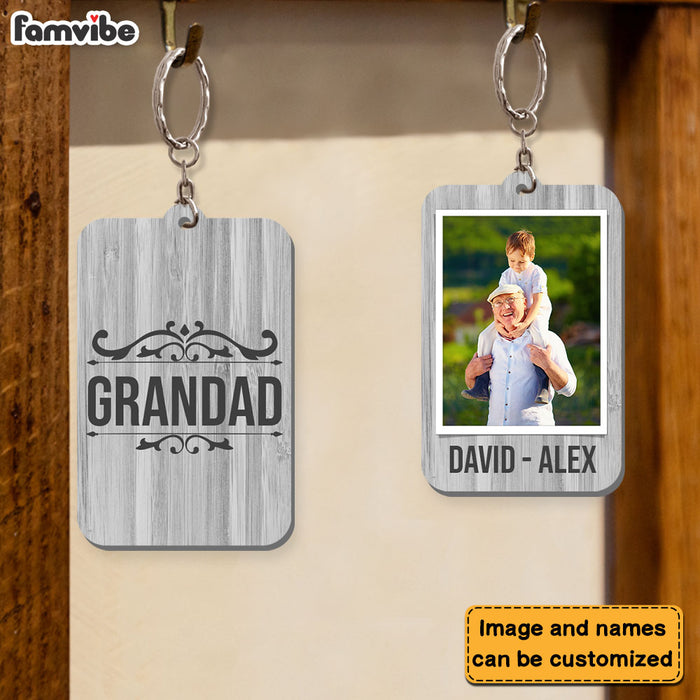 Personalized  Gift For Grandpa Custom Photo Grandad Wood Keychain 24615 1