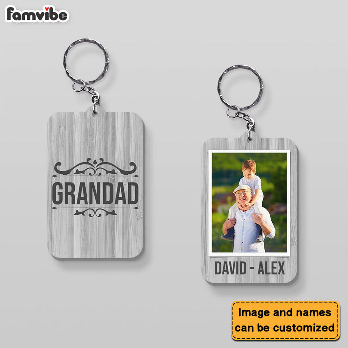 Personalized  Gift For Grandpa Custom Photo Grandad Wood Keychain 24615 1