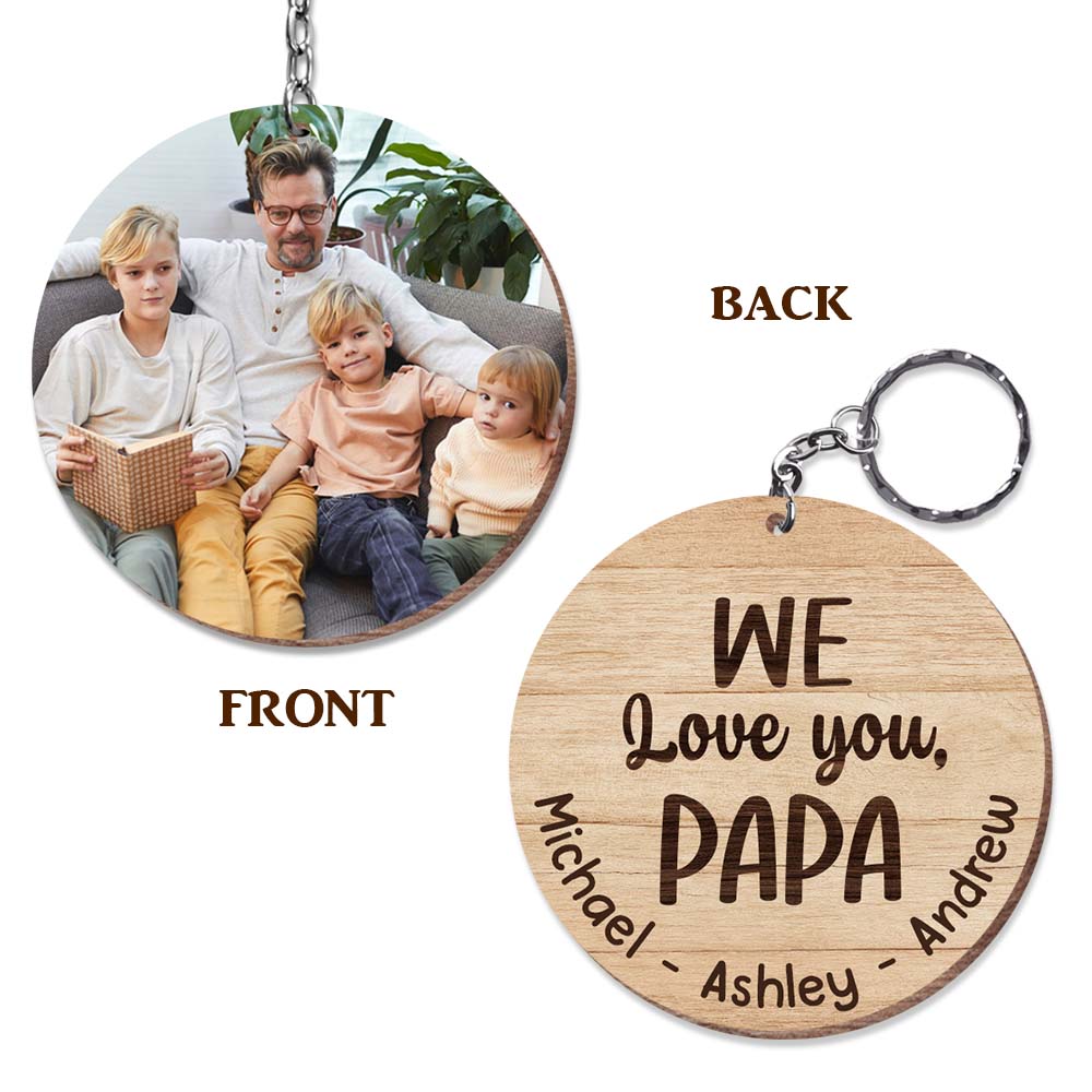 Personalized Gift For Grandpa We Love You Papa Custom Photo Wood Keychain 24616 Primary Mockup