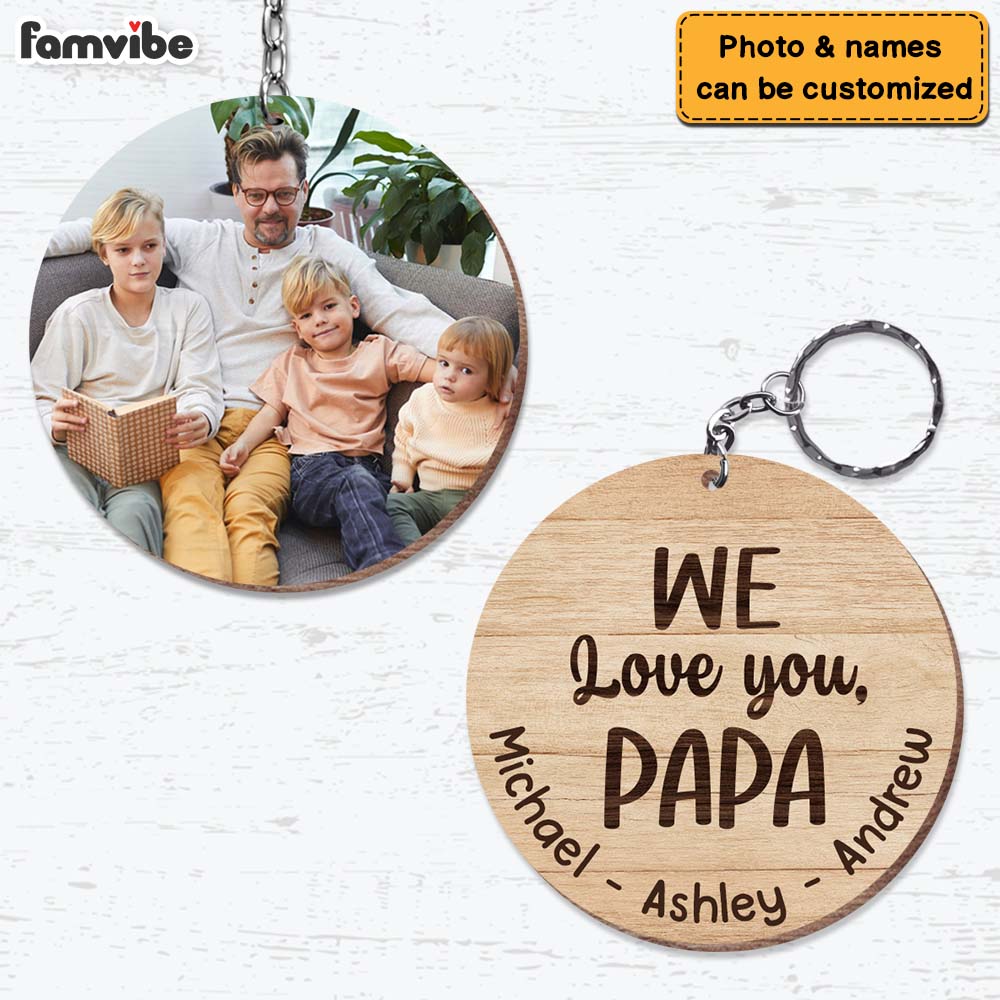 Personalized Gift For Grandpa We Love You Papa Custom Photo Wood Keychain 24616 Primary Mockup