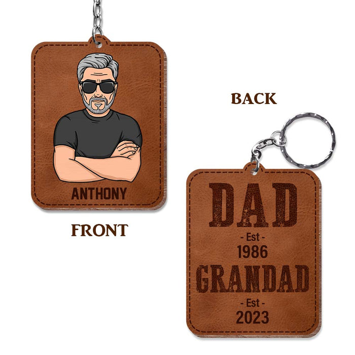 Personalized Gift For Grandpa Dad Est Grandad Est Wood Keychain 24617 1