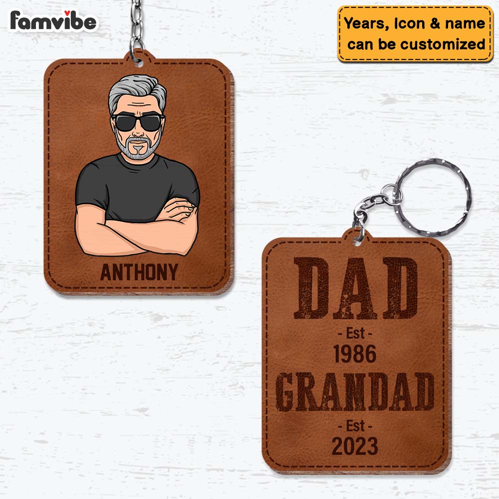 Personalized Gift For Grandpa Dad Est Grandad Est Wood Keychain 24617 Primary Mockup