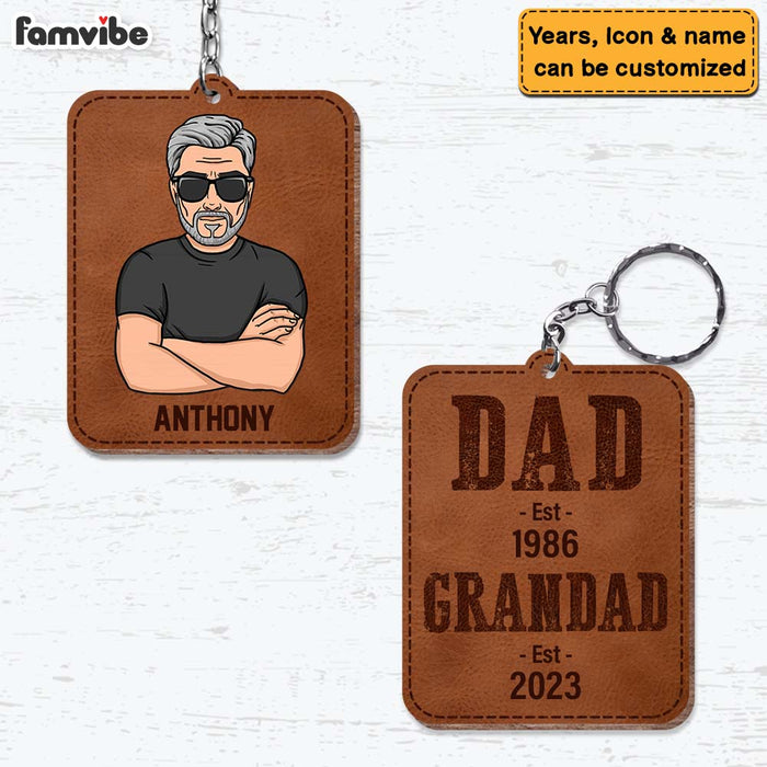 Personalized Gift For Grandpa Dad Est Grandad Est Wood Keychain 24617 1