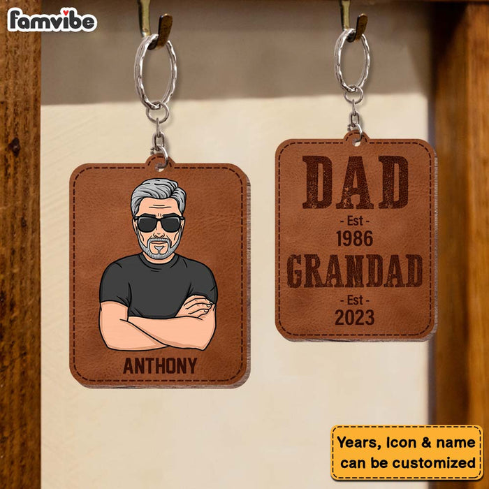 Personalized Gift For Grandpa Dad Est Grandad Est Wood Keychain 24617 1