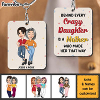 Personalized Behind Every Crazy Daughter Wood Keychain 24638 thumb 1