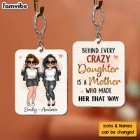 Personalized Behind Every Crazy Daughter Wood Keychain 24639 thumb 1