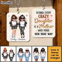 Personalized Behind Every Crazy Daughter Wood Keychain 24639 thumb 1