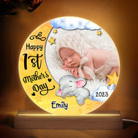 Personalized Baby's First Mother's Day Elephant Plaque LED Lamp Night Light 24640 thumb 1