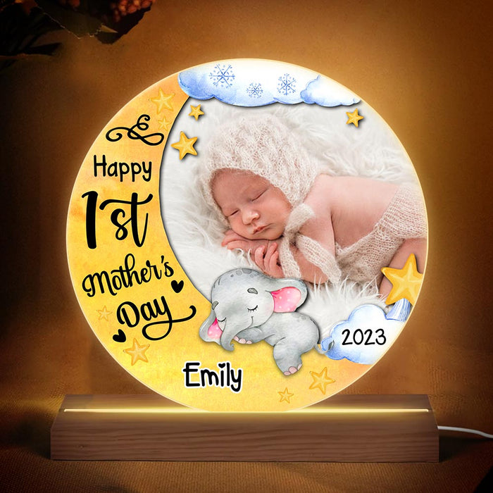 Personalized Baby's First Mother's Day Elephant Plaque LED Lamp Night Light 24640 1