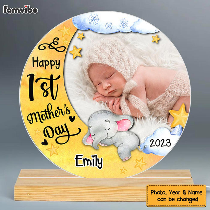 Personalized Baby's First Mother's Day Elephant Plaque LED Lamp Night Light 24640 1