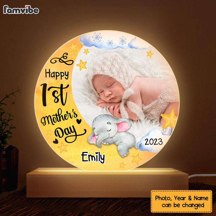 Personalized Baby's First Mother's Day Elephant Plaque LED Lamp Night Light 24640 1