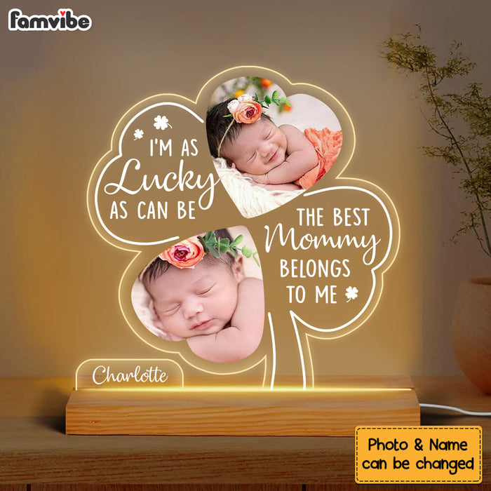 Personalized Mother's Day Gift For Baby For Mom I'm As Lucky As Can Be Plaque LED Lamp Night Light 24654 1