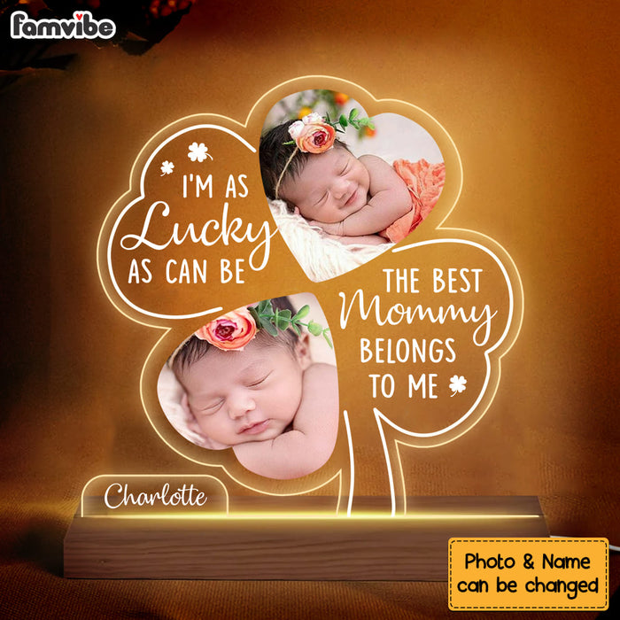 Personalized Mother's Day Gift For Baby For Mom I'm As Lucky As Can Be Plaque LED Lamp Night Light 24654 1