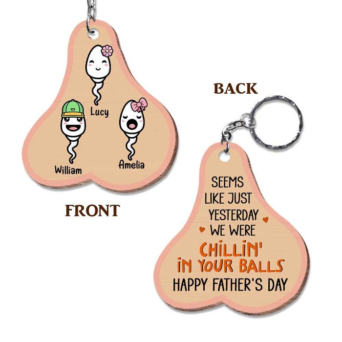 Personalized Happy Fathers Day Funny Wood Keychain 24657 1