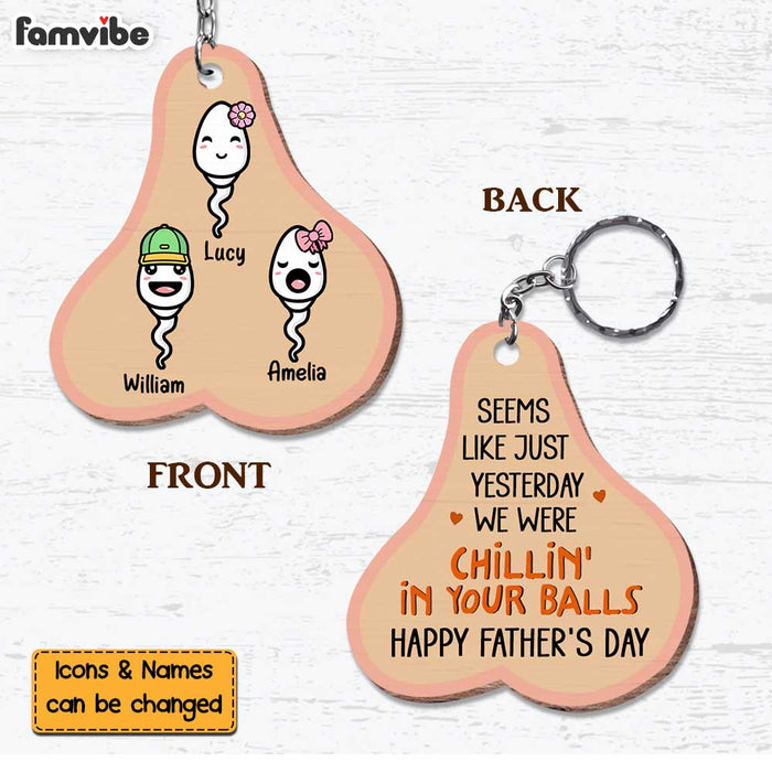 Personalized Happy Fathers Day Funny Wood Keychain 24657 1