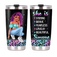Personalized Gift For Woman She Is Strong Steel Tumbler 24658 thumb 1