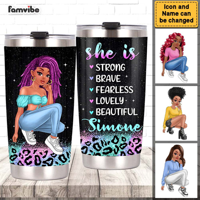 Personalized Gift For Woman She Is Strong Steel Tumbler 24658 1