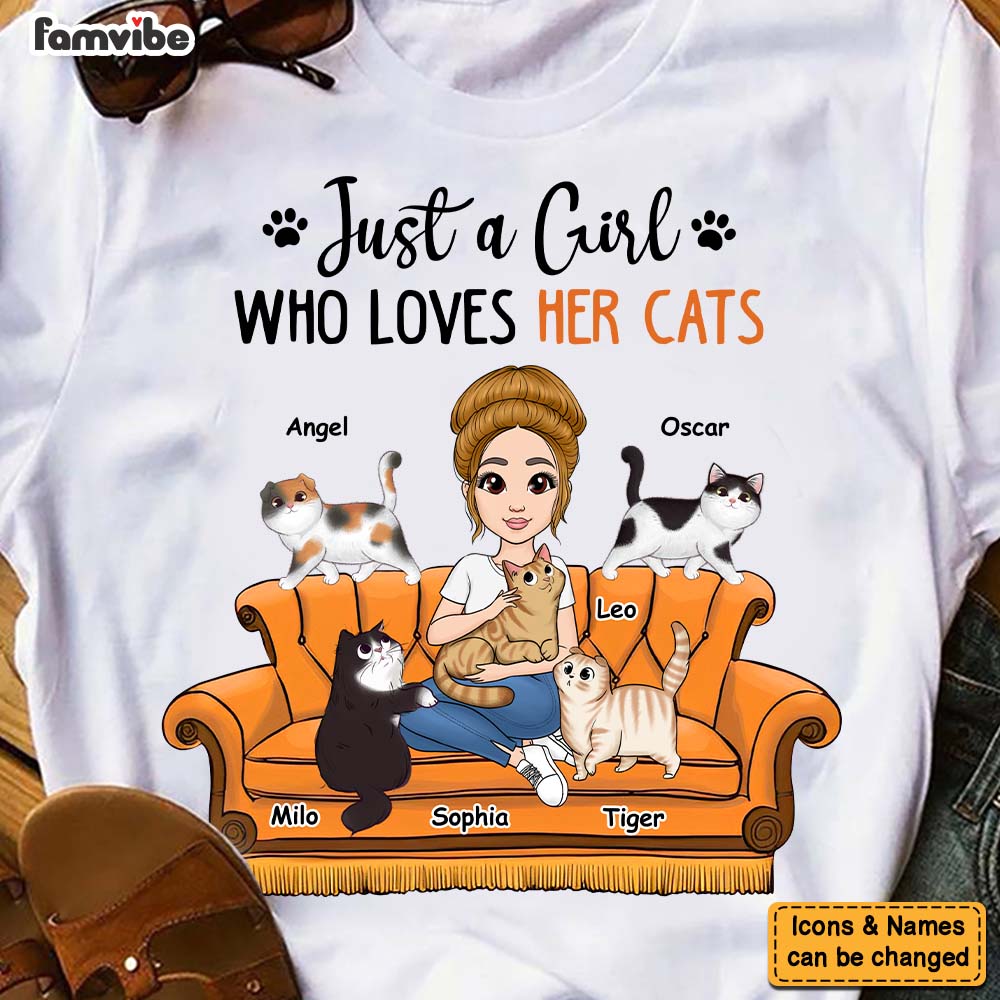Personalized Gift Just A Girl Who Loves Her Cats Shirt Hoodie Sweatshirt 24678 Primary Mockup