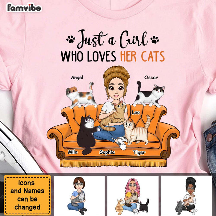 Personalized Gift Just A Girl Who Loves Her Cats Shirt - Hoodie - Sweatshirt 24678 1