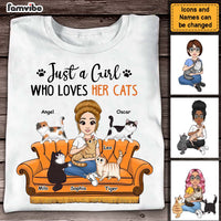 Personalized Gift Just A Girl Who Loves Her Cats Shirt - Hoodie - Sweatshirt 24678 thumb 1