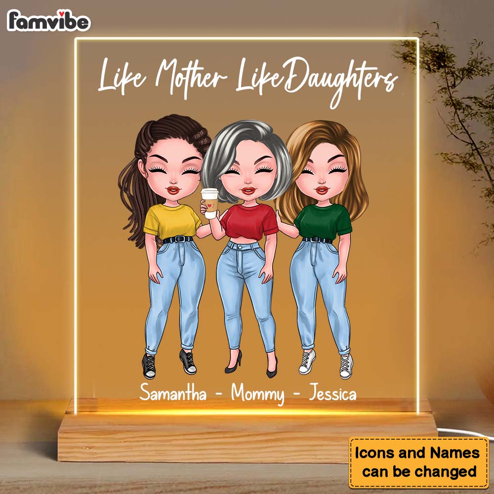 Personalized Gift Like Mother Like Daughter Plaque LED Lamp Night Light 24687 Primary Mockup