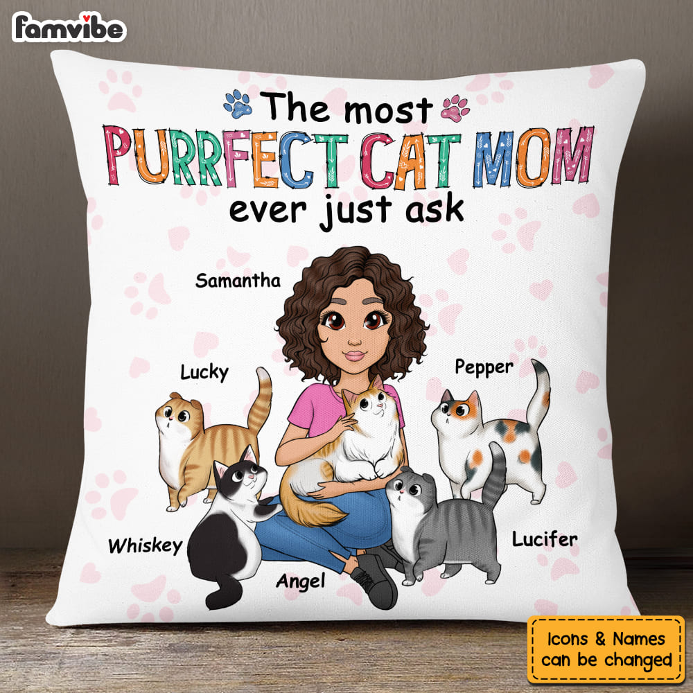 Personalized Purrfect Cat Mom Pillow 24688 Primary Mockup
