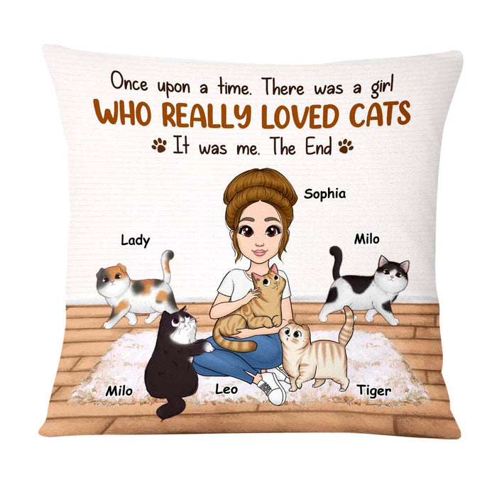 Personalized A Girl Who really Loved Cats Pillow 24689 1