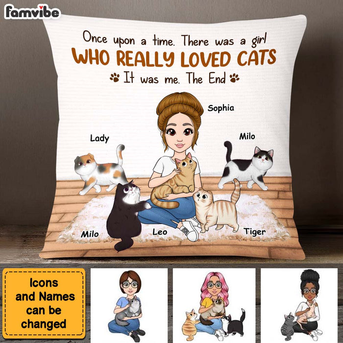 Personalized A Girl Who really Loved Cats Pillow 24689 1