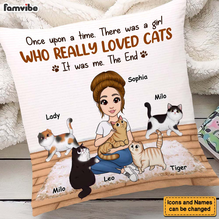 Personalized A Girl Who really Loved Cats Pillow 24689 1