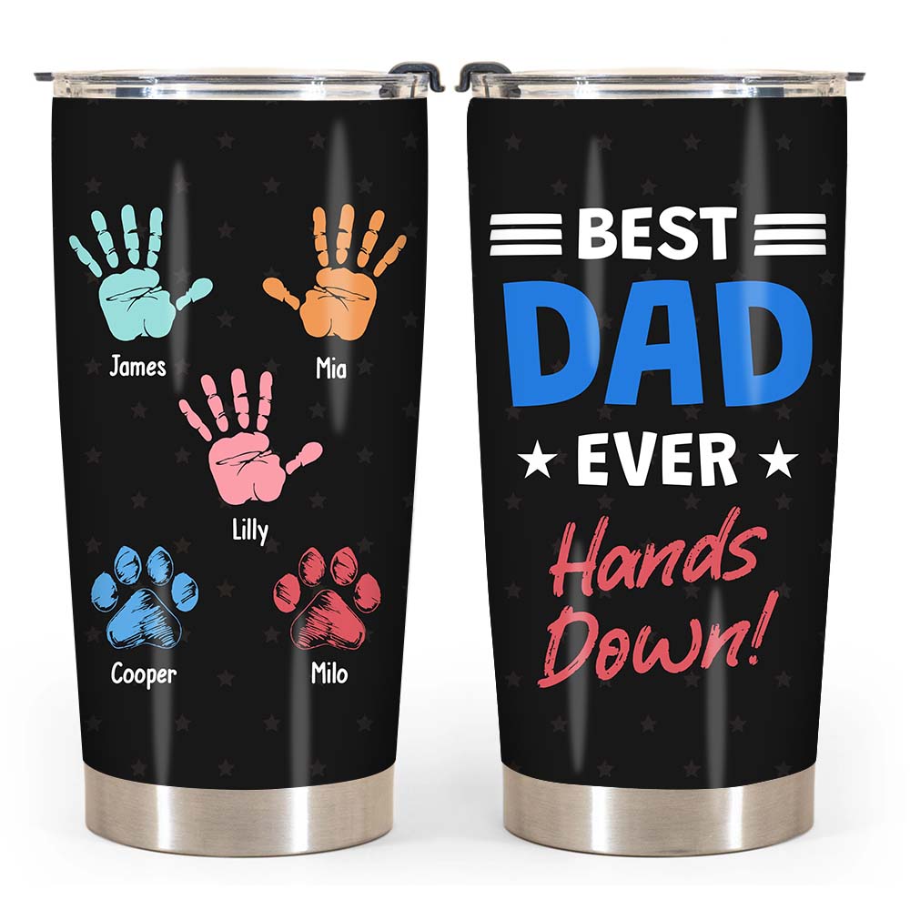 Personalized Grandpa Dad Hands Down Steel Tumbler 24746 Primary Mockup