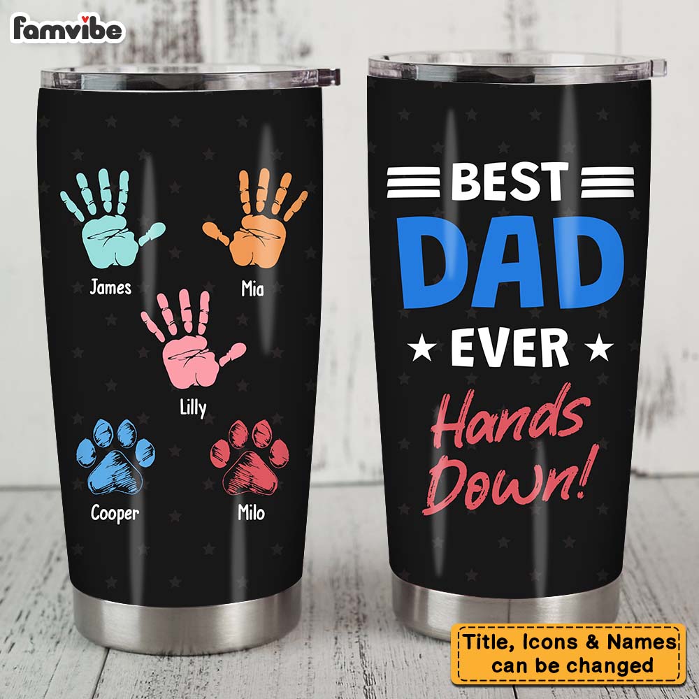 Personalized Grandpa Dad Hands Down Steel Tumbler 24746 Primary Mockup