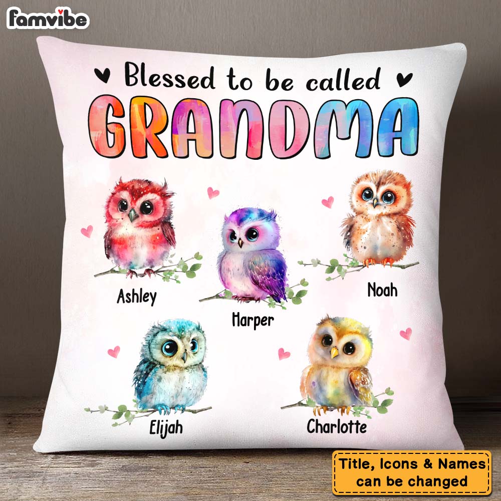 Personalized Gift Blessed To Be Called Grandma Pillow 24764 Primary Mockup