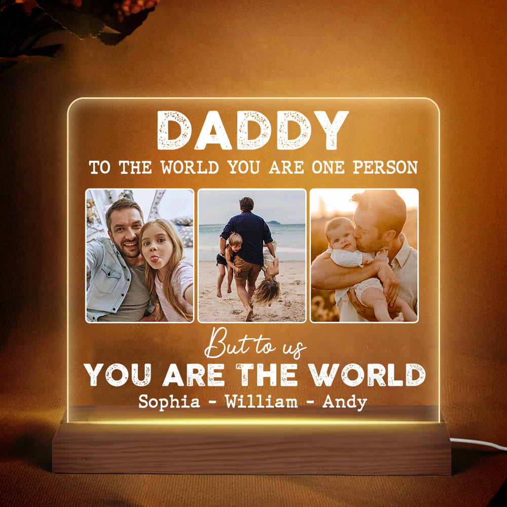 Personalized Gift For Dad You Are The World Plaque LED Lamp Night Ligh -  Famvibe