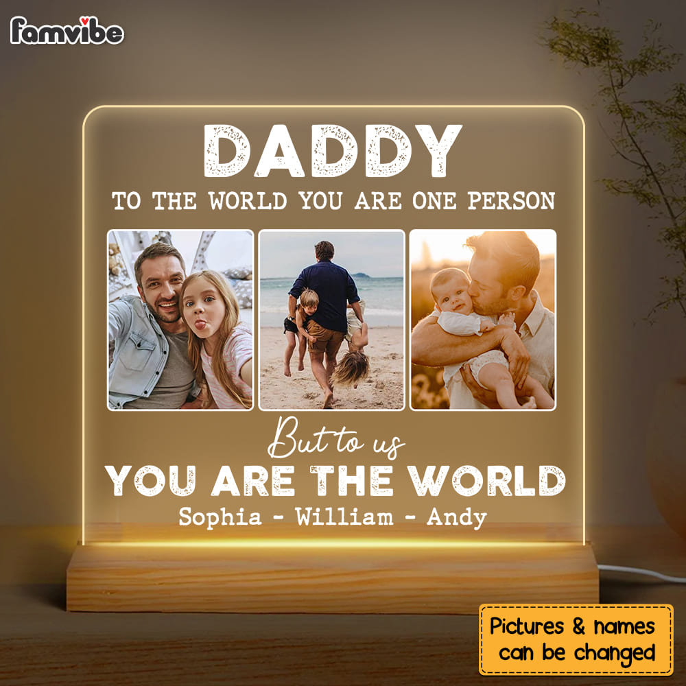 Personalized Gift For Dad You Are The World Plaque LED Lamp Night Light 24769 Primary Mockup