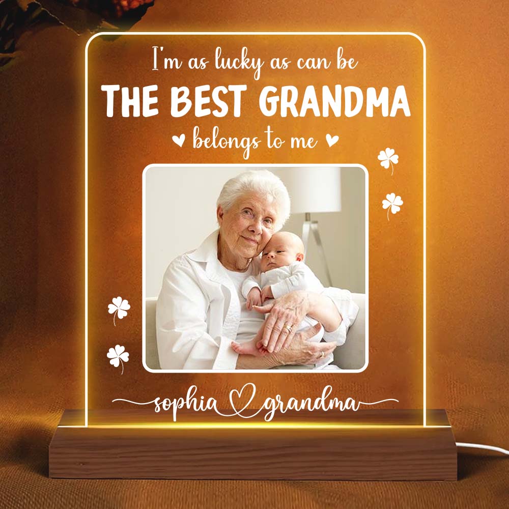 Personalized Grandma Belongs To Me Plaque LED Lamp Night Light 24774 Primary Mockup