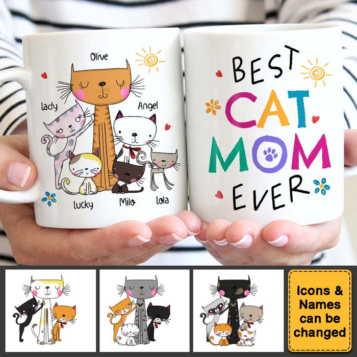 Personalized Gift for Cat Mom Floral Mug 24780 1