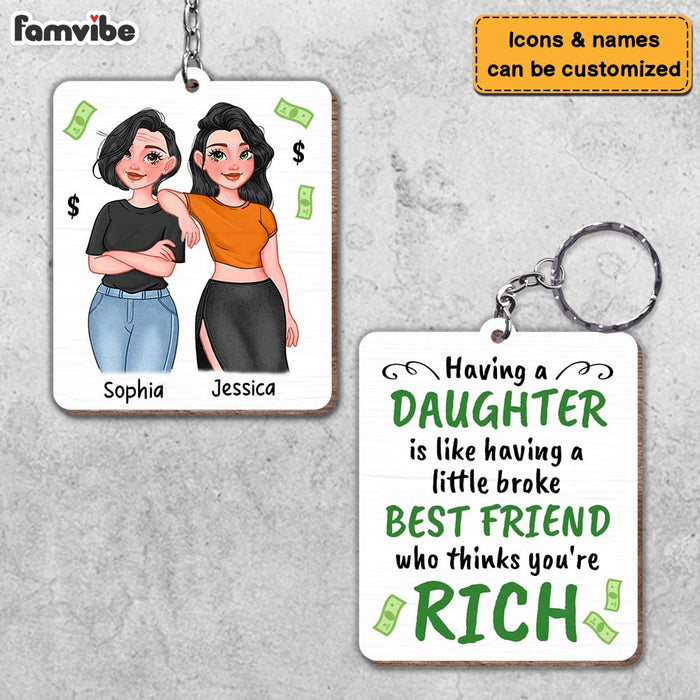 Personalized Gift for Mom Having A Little Broke Friend Wood Keychain 24800 1