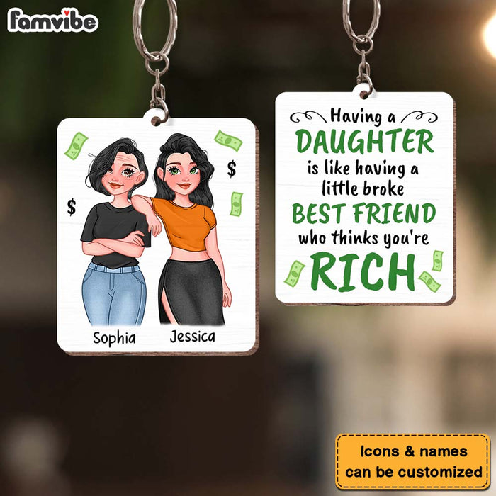 Personalized Gift for Mom Having A Little Broke Friend Wood Keychain 24800 1