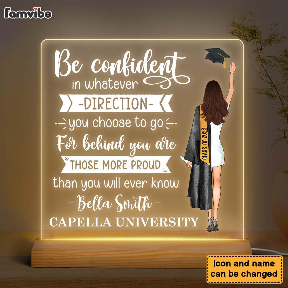 Personalized Be Confident Graduation Plaque LED Lamp Night Light 24805 Primary Mockup