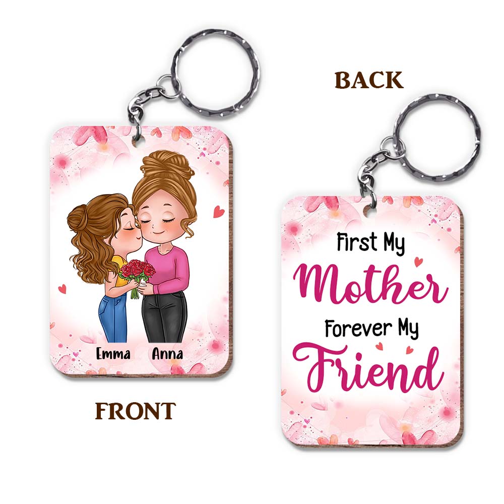Personalized First My Mother Forever My Friend Wood Keychain 24823 Primary Mockup