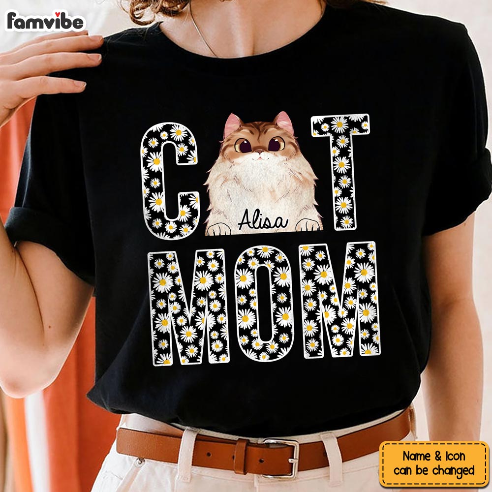 Personalized Cat Mom Daisy Pattern Shirt Hoodie Sweatshirt 24832 Primary Mockup