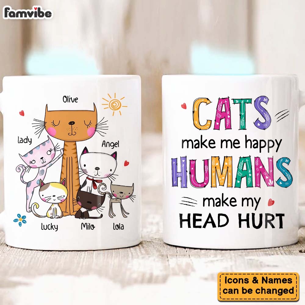 Personalized Gift Happy Cats Mug 24846 Primary Mockup