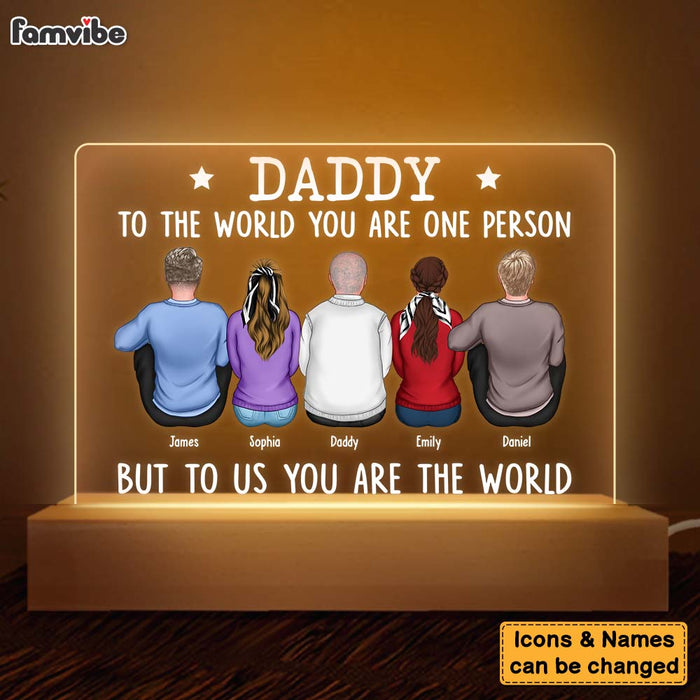 Personalized Gift For Dad You Are The World Plaque LED Lamp Night Ligh -  Famvibe