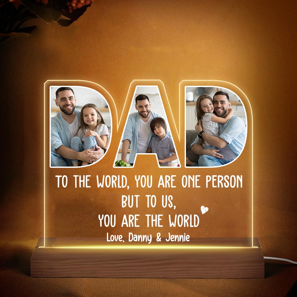 Personalized Gift For Dad You Are The World Plaque LED Lamp Night Light 24854 Primary Mockup